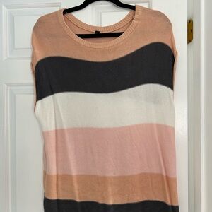 Chic Striped Sweater - Black, White, Pink, Tan